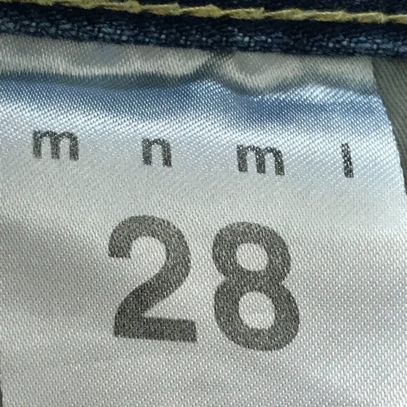 MNML Jeans Men 28x30 Blue Low Rise Distressed Button Fly Ankle Zip Medium Wash - Picture 3 of 13